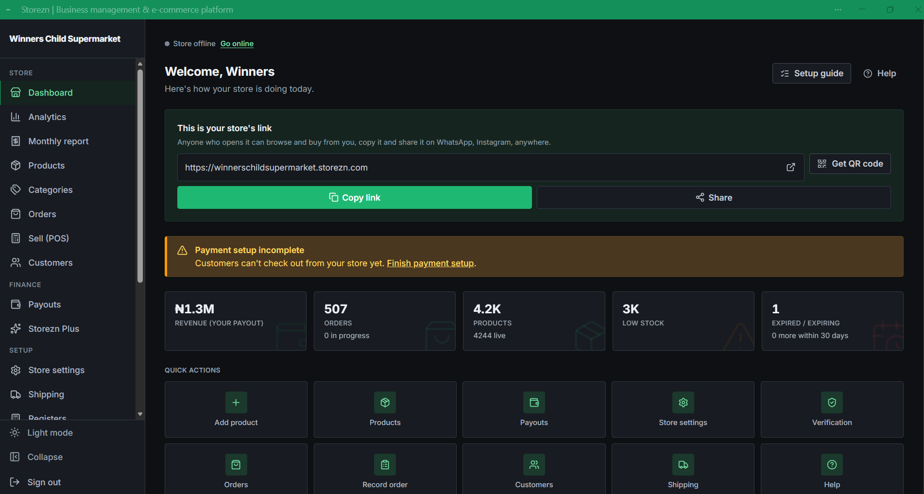 Storezn vendor dashboard